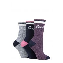 Women's 3 Pair Jeep Performance Full Cushion Boot Socks Navy / Rose / Cream 4-8 Ladies