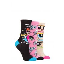 Women's 3 Pair SOCKSHOP Powerpuff Girls Cotton Socks Assorted 4-8 Ladies