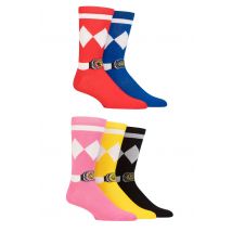 Mens and Women's 5 Pair SOCKSHOP Power Rangers Cotton Socks Assorted 6-11 Mens