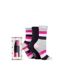 Women's 3 Pair SOCKSHOP Wildfeet Bamboo Gift Box Wide Stripe 4-8 Ladies