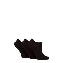 Women's 3 Pair Wildfeet Plain, Patterned and Contrast Heel Bamboo Trainer Socks Black 4-8 Ladies
