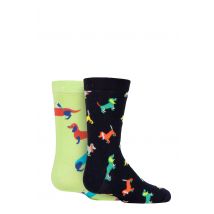 Kids 2 Pair Happy Socks Dogs Socks Multi 0-12 Months