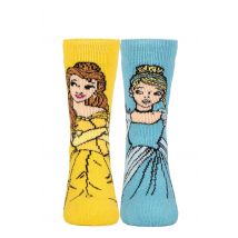 Kids 1 Pair SOCKSHOP Heat Holders Disney 1.6 TOG Lite Beauty and the Beast and Cinderella Thermal Socks Blue / Yellow 9-12 Kids