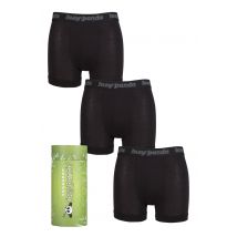 Mens 3 Pack SOCKSHOP Lazy Panda Bamboo Hipster Trunks Black Medium