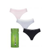 Women's 3 Pair SOCKSHOP Lazy Panda Bamboo Briefs Black / Grey / Pink UK 20
