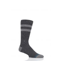 1 Pair Black Joven Striped Top Plain Cotton Socks Unisex 3-5.5 Ladies - Stance