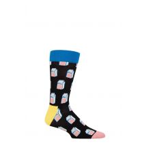 Mens and Women's 1 Pair Happy Socks Milk Socks Black 4-7 Unisex