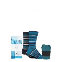 Mens 2 Pair Thought Jem Bamboo and Organic Cotton Gift Boxed Socks with Bamboo Cup Assorted 7-11 Mens