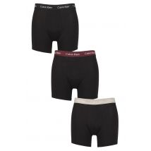 Mens 3 Pack Calvin Klein Cotton Stretch Longer Leg Trunks Black / Tawny / Porpoise XS