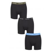 Mens 3 Pack Calvin Klein Cotton Stretch Longer Leg Trunks Dusk Green / Cophenhagen Blue / Black Small