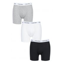 3 Pack Black / White / Grey Cotton Stretch Longer Leg Boxer Brief Shorts Men's Small - Calvin Klein