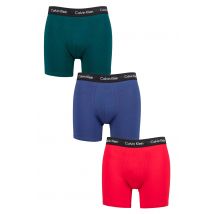 Mens 3 Pack Calvin Klein Cotton Stretch Longer Leg Trunks Maya Blue / Soft Grape / Rustic Red S