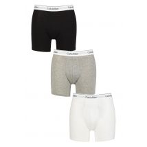 Mens 3 Pack Calvin Klein Cotton Stretch Longer Leg Trunks Black / White / Grey Heather M