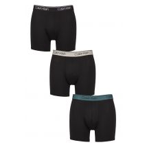 Mens 3 Pack Calvin Klein Microfiber Stretch Classic Fit Boxer Briefs Black / Ash / Mediterranean XXL