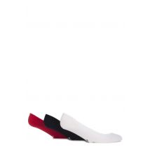 3 Pair White / Navy / Red Gourock Cotton Invisible Shoe Liners Men's 7-11 Mens - Pringle
