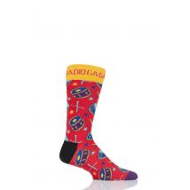 1 Pair Multi Queen 'Radio Ga Ga' Combed Cotton Socks Unisex 4-7 Unisex - Happy Socks