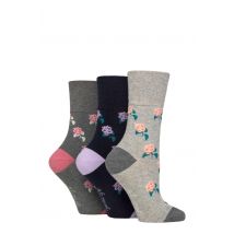 Women's 3 Pair Gentle Grip RHS Royal Horticultural Society Patterned Cotton Socks Roses 4-8