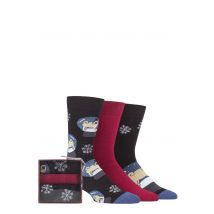 Mens 3 Pair SOCKSHOP Wildfeet Dogs Gift Boxed Socks Snow Globe Pug 7-11 Mens
