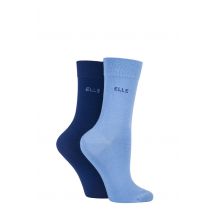 2 Pair Indigo / Sky Plain Bamboo Fibre Socks Ladies 4-8 Ladies - Elle