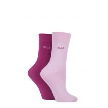2 Pair Magenta / Pink Plain Bamboo Fibre Socks Ladies 4-8 Ladies - Elle