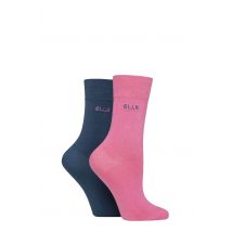 Women's 2 Pair Elle Plain Bamboo Fibre Socks Seafarer 4-8