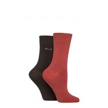 Women's 2 Pair Elle Plain Bamboo Fibre Socks Wild Poppy 4-8