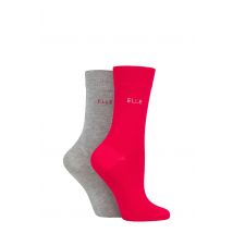 Women's 2 Pair Elle Plain Bamboo Fibre Socks Tropical Pink 4-8 Ladies
