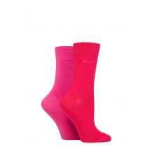 Women's 2 Pair Elle Plain Bamboo Fibre Socks Cherry Fizz 4-8
