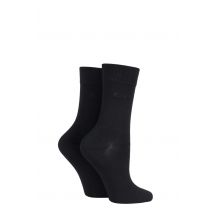 2 Pair Black Plain Bamboo Fibre Socks Ladies 4-8 Ladies - Elle