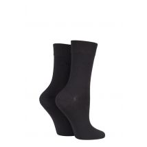 2 Pair Cocoa Plain Bamboo Fibre Socks Ladies 4-8 Ladies - Elle