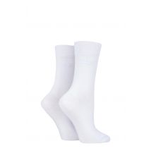 2 Pair White Plain Bamboo Fibre Socks Ladies 4-8 Ladies - Elle
