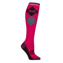 Women's 1 Pair Storm Bloc BlueGuard Patterdale Plain Patterned and Argyle Cotton Long Leg  Equestrian Socks Argyle Cerise / Black 4-8