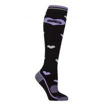Women's 1 Pair Storm Bloc BlueGuard Patterdale Plain Patterned and Argyle Cotton Long Leg  Equestrian Socks Hearts Black / Purple 4-8