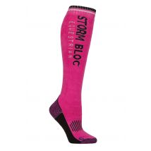 Women's 1 Pair Storm Bloc BlueGuard Patterdale Plain Patterned and Argyle Cotton Long Leg  Equestrian Socks Logo Cerise / Black  4-8