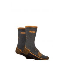 Mens 2 Pair Storm Bloc with BlueGuard Everdale Cotton Hiking Socks Grey / Amber 6-8.5