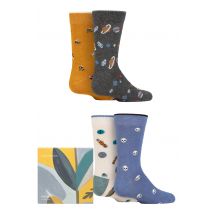 Kids 4 Pair Thought Zephyr Organic Cotton Space Gift Boxed Socks Multi 2-3 Years