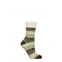 Women's 1 Pair Elle Feather-Lined Fairisle Home Socks Forager 4-8