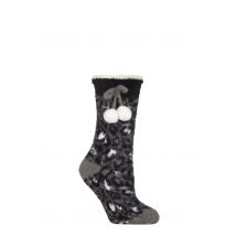 Women's 1 Pair Elle Sherpa Lined Socks with Grip Charcoal 4-8