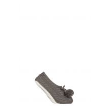 Women's 1 Pair Elle Cable Knit Moccasin Slipper Socks Charcoal M/L