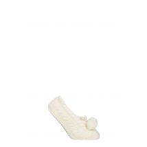 Women's 1 Pair Elle Cable Knit Moccasin Slipper Socks Cream M/L