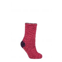 Women's 1 Pair Elle Soft Hand Knitted Slipper Socks Winter Berry 4-8 Ladies