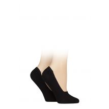 2 Pair Black Bamboo Seamless Shoe liners with Silicone Heel Grips Ladies 4-8 Ladies - Elle