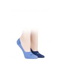 2 Pair Gingham Blue Bamboo Seamless Shoe liners with Silicone Heel Grips Ladies 4-8 Ladies - Elle