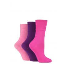 Kids 3 Pair Gentle Grip Plain Cotton Socks Pink / Purple 12.5-3.5