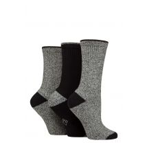 Women's 3 Pair Country Pursuit Water Repellent Cotton Boot Socks Black / Grey 4-8