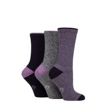Women's 3 Pair Country Pursuit Water Repellent Cotton Boot Socks Navy / Lilac 4-8