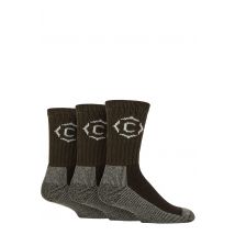 Mens 3 Pair Country Pursuit Gritstone Hiker Cotton Boot Socks Forest Green 6-11