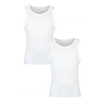 Mens 2 Pack Pringle Cotton Round Neck Vests White S