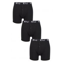 3 Pack Black Button Front Cotton Boxer Shorts Men's Large - Pringle