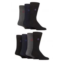 Mens 7 Pair Jeff Banks Plain Recycled Cotton Socks Black / Navy / Charcoal 7-11